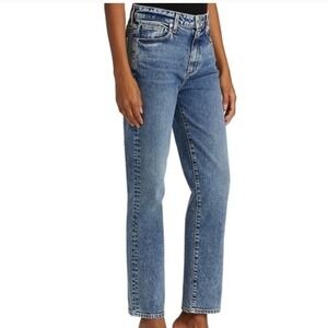 Le Jean Stevie Slim Boyfriend High Rise Straight Leg Jeans Blue Women's Size 26